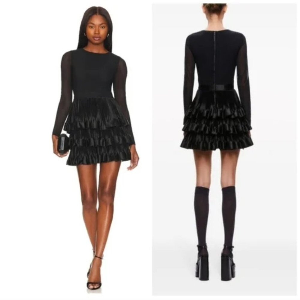 ALICE + OLIVIA Chara Tiered Ruffle Mini Dress Size 2